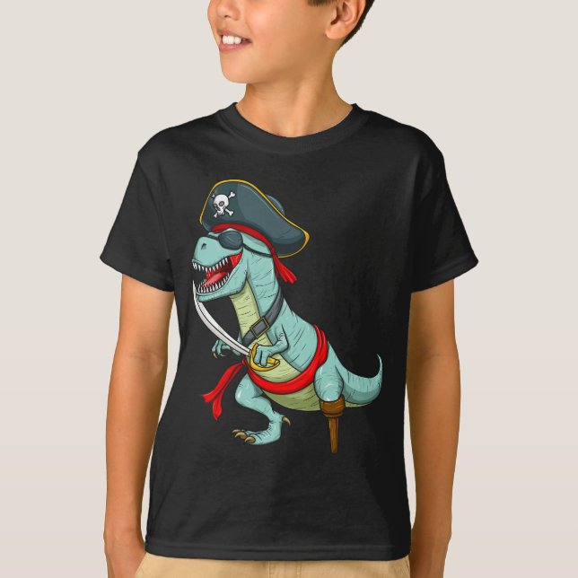 Camiseta Pirate Dinosaur T Rex Funny Tyrannosaurus Hallowee (Frente)