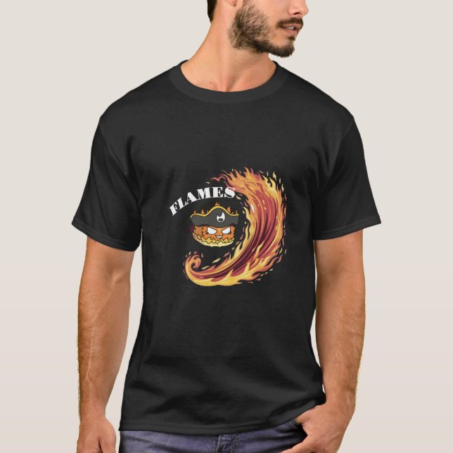 Camiseta Pirate Flames T-Shirt - Fiery Swashbuckling Design (Frente)