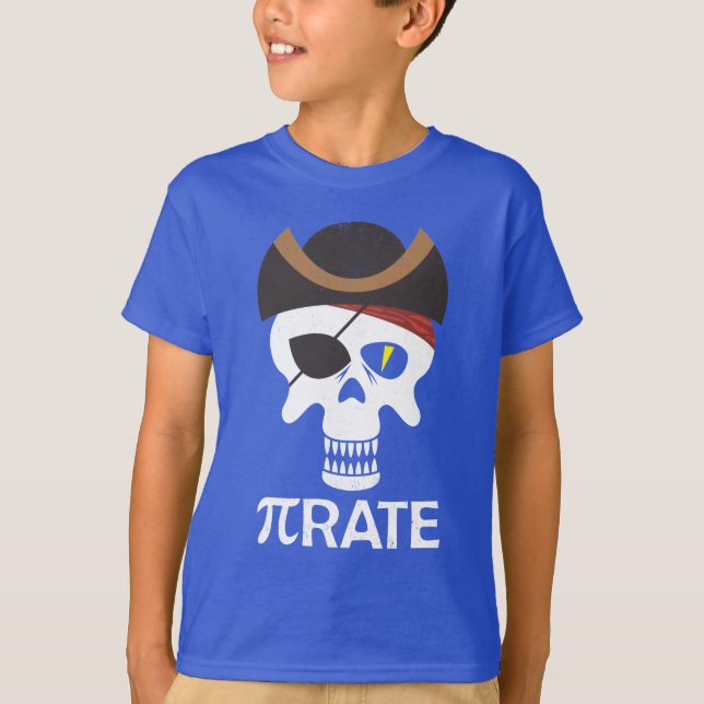 Camiseta PiRate Funny Pi Day Matemática Skull (Frente)