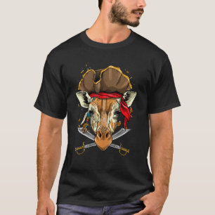 Camiseta Pirate Giraffe Jolly Roger Flag Ntrês Wild Gira