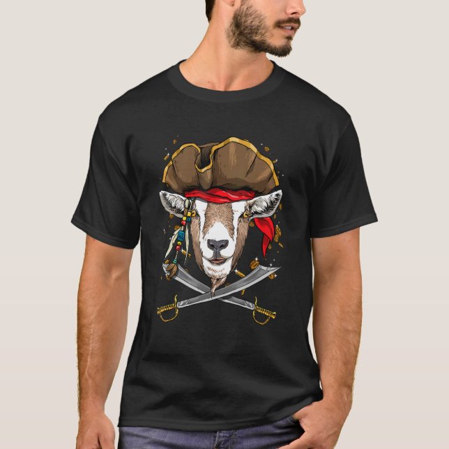Camiseta Pirate Goat Jolly Roger Flag Farmer Goat Náutico (Frente)