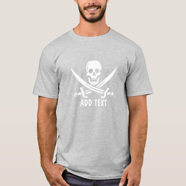 Camiseta Pirate Jolly Roger, adicione texto (Frente)