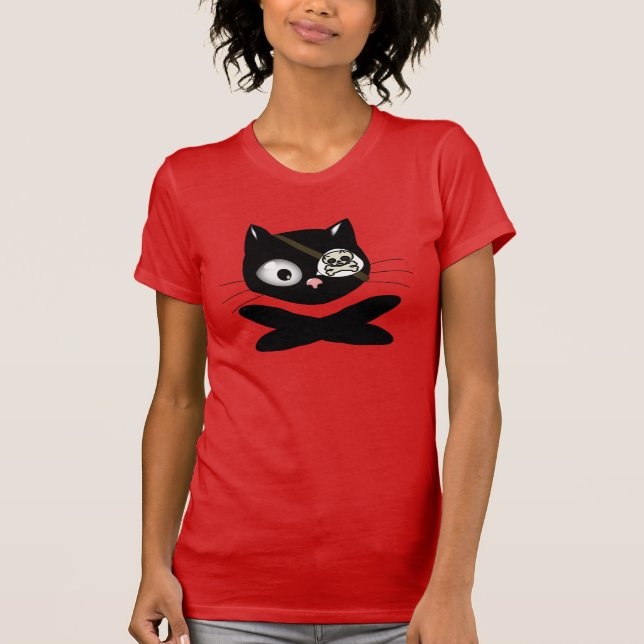 Camiseta Pirate Kitty com Nariz Rosa (Frente)