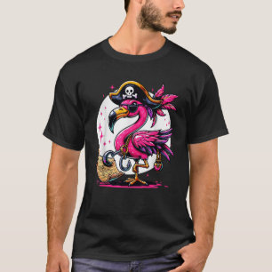 Camiseta Pirate Pink Flamingo Halloween Festa Jolly Roger