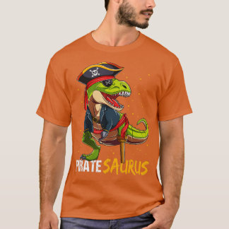 Camiseta Pirate Saurus Dinosaur T Rex Halloween Para Menino