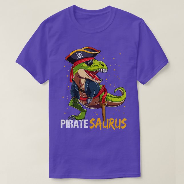 Camiseta Pirate Saurus Dinosaur T Rex Halloween Para Menino (Frente do Design)