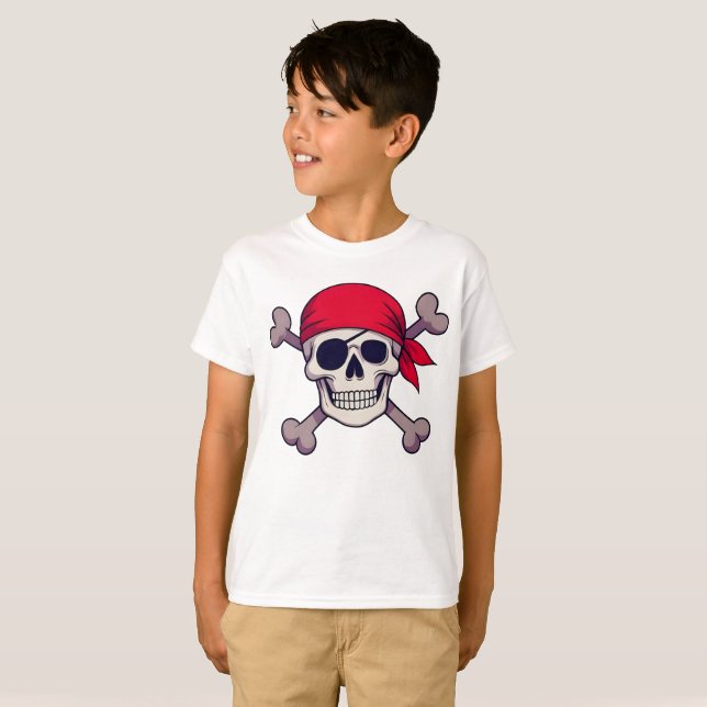 Camiseta Pirate Skull and Crossbones Illustration Arr (Frente Completa)