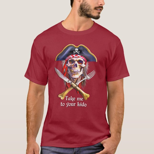 Camiseta Pirate Skull "Leve-me ao seu Lido" (Frente)
