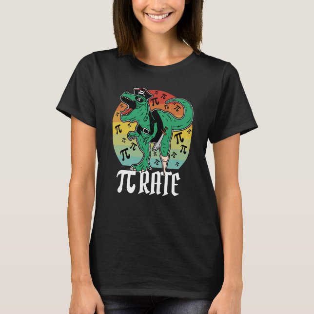 Camiseta Pirate Trex Dinossaur Math Pi rate Pi Day Professo (Frente)