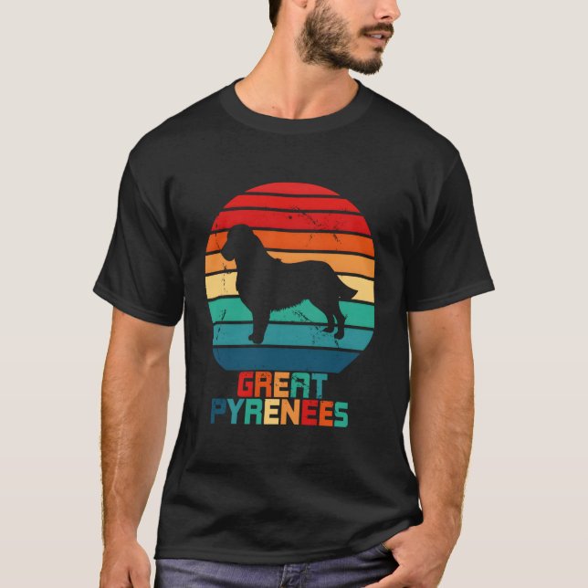 Camiseta Pirenéus excelentes Cães Silhuet Animais Enchidos (Frente)