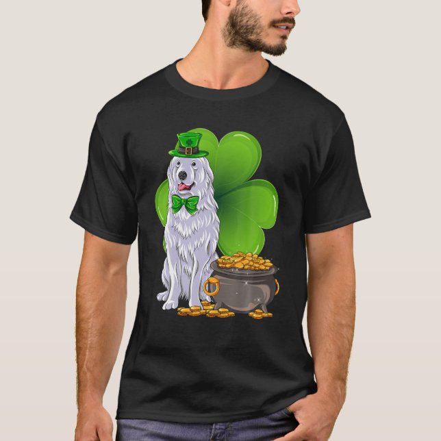 Camiseta Pirenéus Excelentes Dias de São Patrícios Shamrock (Frente)