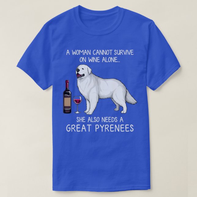 Camiseta Pirenéus excelentes e vinho Cão engraçado (Frente do Design)