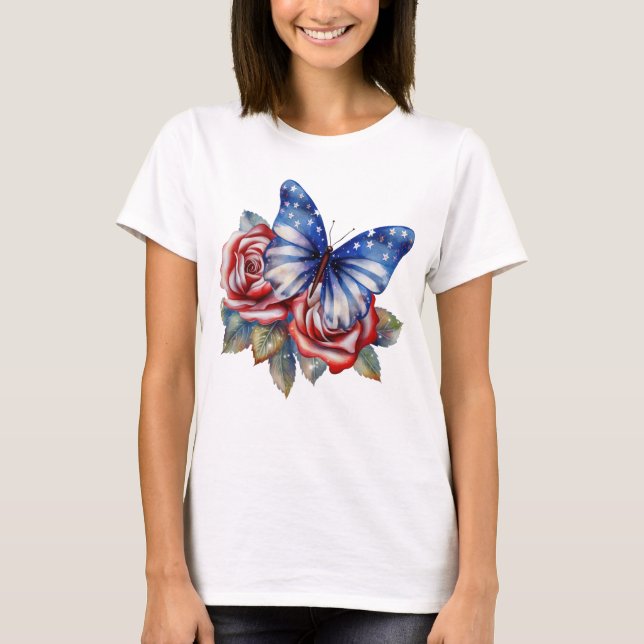 CAMISETA PIRIÓTICO VERMELHO AZUL AZUL AZUL E FLORES (Frente)
