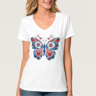 CAMISETA PIRIÓTICO VERMELHO AZUL AZUL AZUL E FLORES