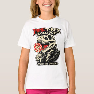 Camiseta Pirulito de T-Rex Punk - Doce, mas Selvagem