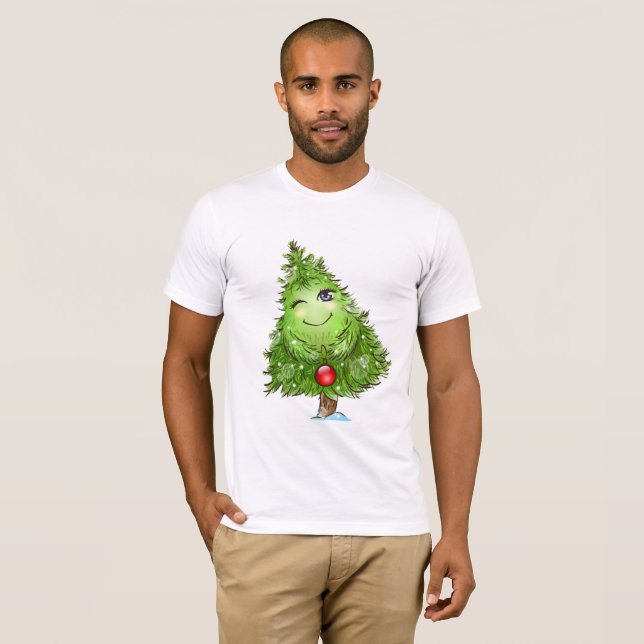 Camiseta Pisc o t-shirt dos homens da árvore de Natal (Frente Completa)