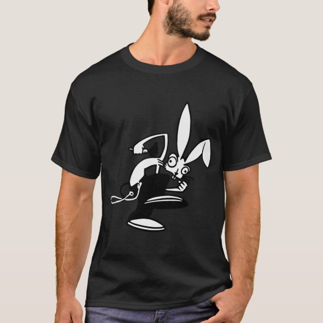 Camiseta Piscar Coelho (Preto e Branco) (Frente)