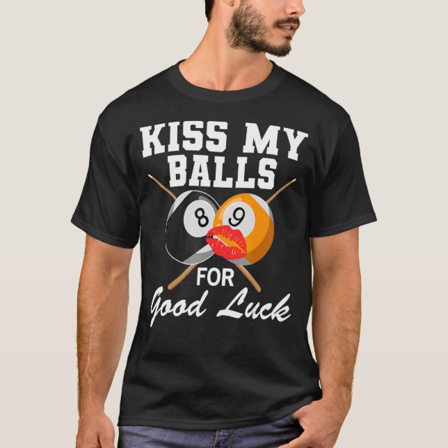 Camiseta Piscina Billiard Beija Minhas Bolas Boa Sorte (Frente)