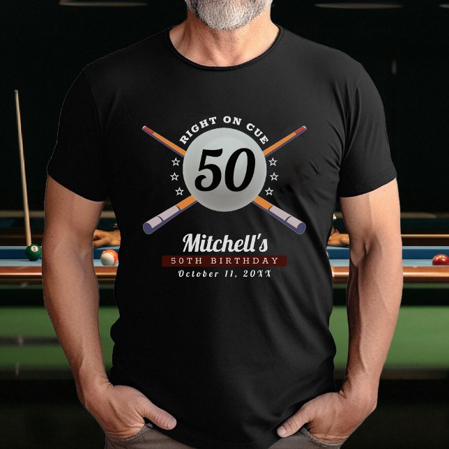 Camiseta Piscina Billiards 50ª Festa de aniversário Preto (Pool Billiards 50th Birthday Party Black T-Shirt
)