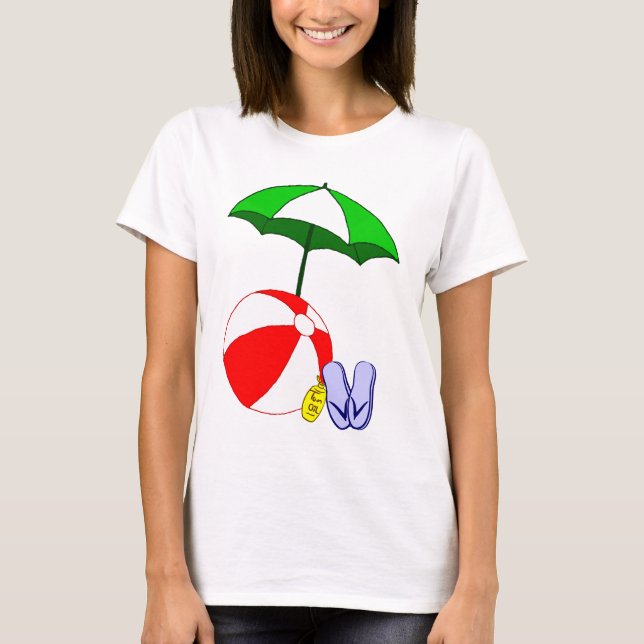 Camiseta Piscina de praia com guarda-chuva (Frente)