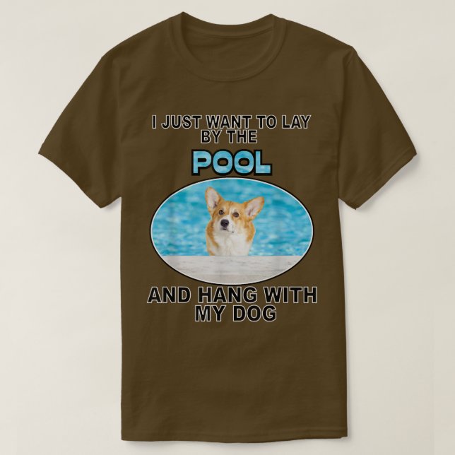 Camiseta Piscina e enforcamento com Corgi (Frente do Design)