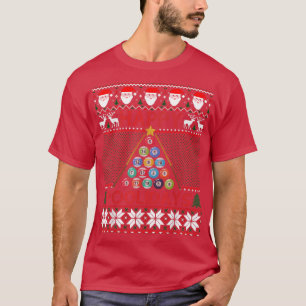 Camiseta Piscina Engraçada Árvore de Natal Billiards Feia D