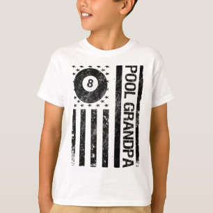 Camiseta Piscina Vovô Americano Bandeira Funny Billiards