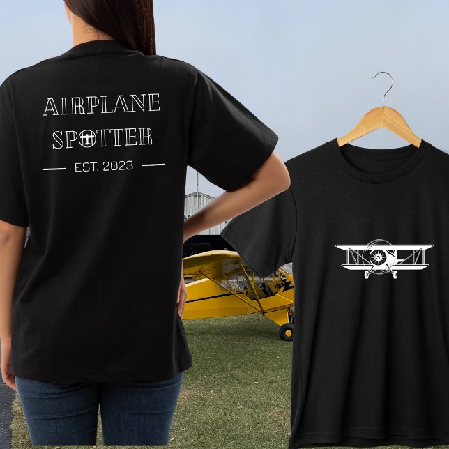 Camiseta Pista de avião Est. Ano de Aviação Personalizado (Criador carregado)