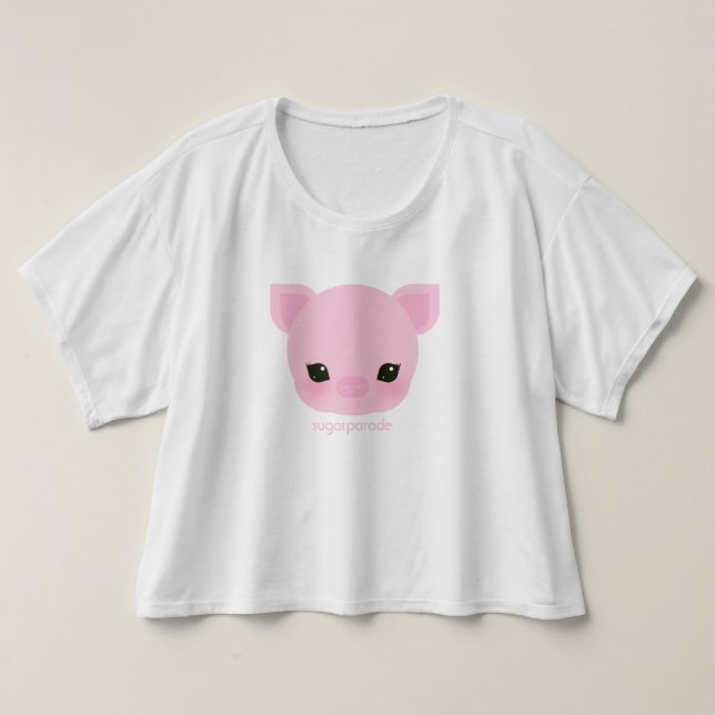 Camiseta pista de cana Buta-chan Cultivo feminino (Frente do Design)