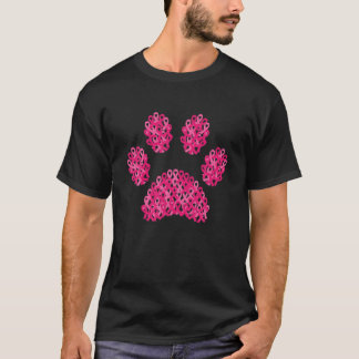 Camiseta Pista de Cão de Fita Rosa Imprimir Consciência do