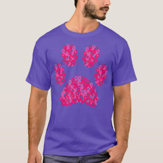 Camiseta Pista de Cão de Fita Rosa Imprimir Consciência do 