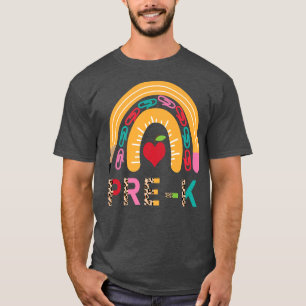 Camiseta Pista De Professor PREK Arco-Íris De Volta À Escol