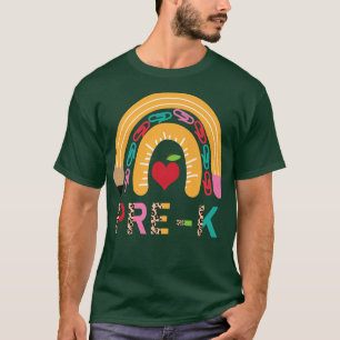 Camiseta Pista De Professor PREK Arco-Íris De Volta À Escol