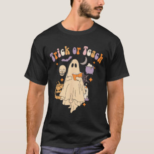 Camiseta Pista Ou Ensino Pêssego Professora De Halloween