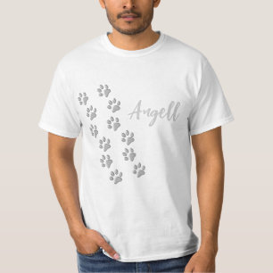 Camiseta Pistas de Cachorro de Prata Padrão Impressão de Fu