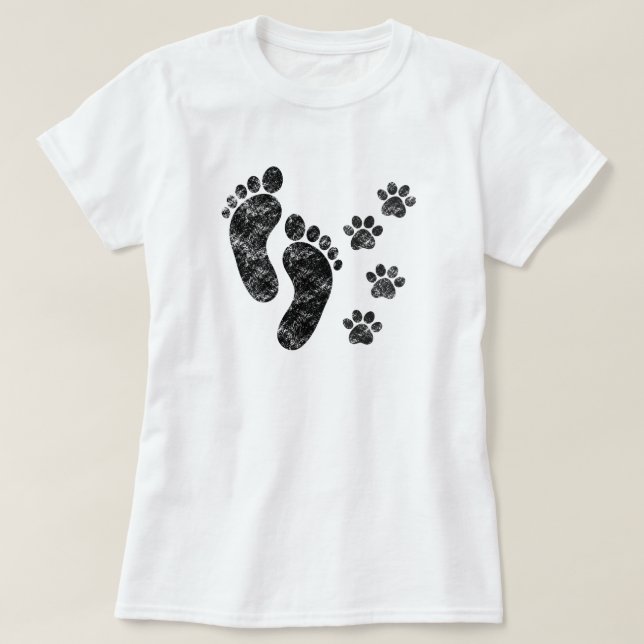 Camiseta Pistas de Cachorro e Pegadas dos Melhores Amigos (Frente do Design)
