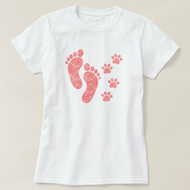 Camiseta Pistas de Cachorro e Pegadas dos Melhores Amigos (Frente do Design)