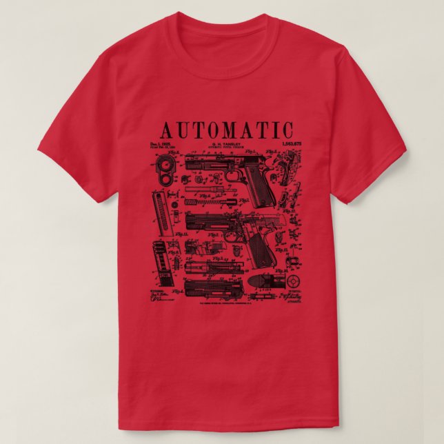 Camiseta pistola automática de armas de fogo (Frente do Design)