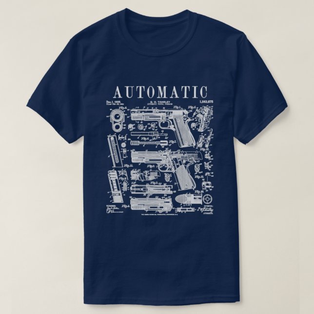 Camiseta pistola automática de armas de fogo (Frente do Design)