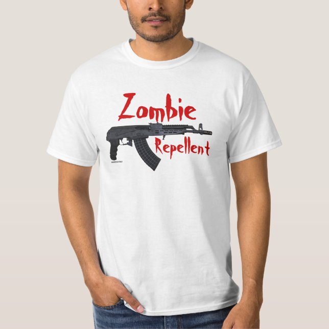 Camiseta Pistola de AK - Repellent do zombi (Frente)