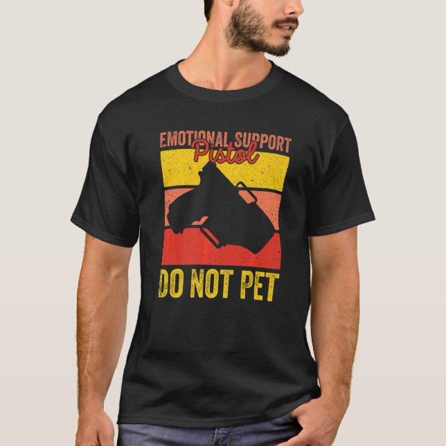 Camiseta Pistola de Suporte Emocional Não Pet Retro Roupa (Frente)