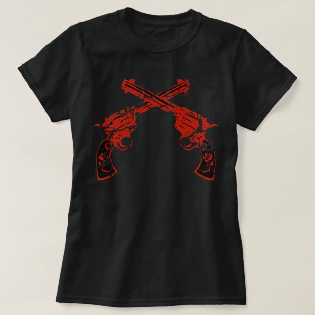 Camiseta Pistolas Retro Cruzadas (Frente do Design)