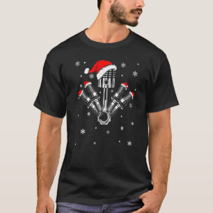 Camiseta Piston Auto Plug Santa Hat Car Mecânico Chris