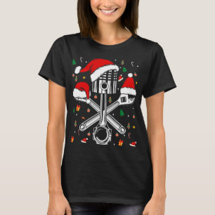 Camiseta Piston Wrench Santa Hat Carro Mecânico Corresponde