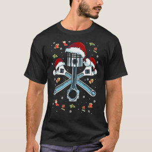 Camiseta Piston Wrench Santa Hat Engraçado Carro Mecânico M
