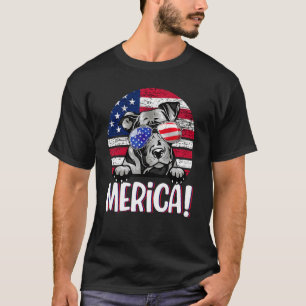 Camiseta Pit Bull 4º De Julho Homens De Bandeira Americanos