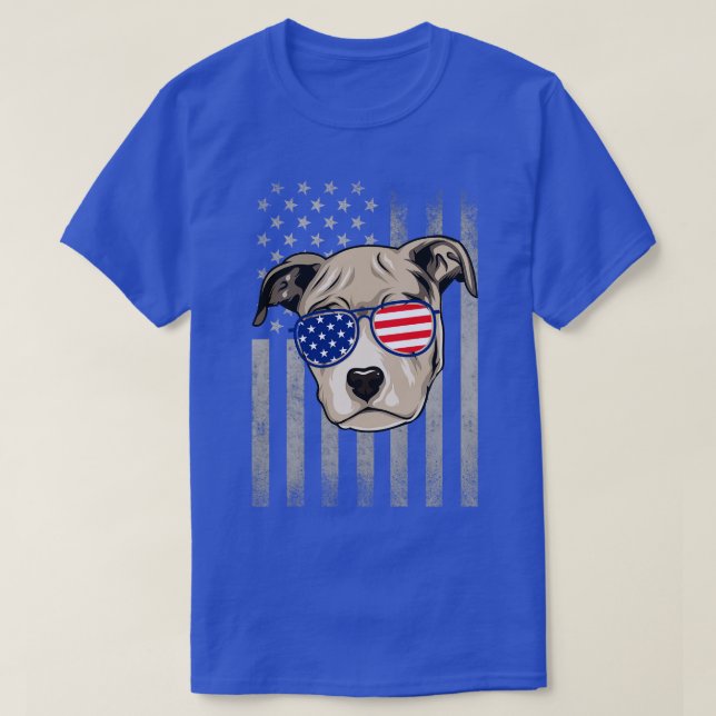 Camiseta Pit Bull 4 de julho Patriótico Merica (Frente do Design)