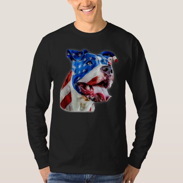 Camiseta Pit Bull Americano Terrier Usa Bandeira Cão Patrió (Frente)