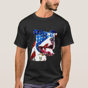 Camiseta Pit Bull Americano Terrier Usa Flag Patriótico Dog
