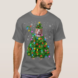 Camiseta Pit Bull Árvore Natal Luzes de Natal Pit Bull